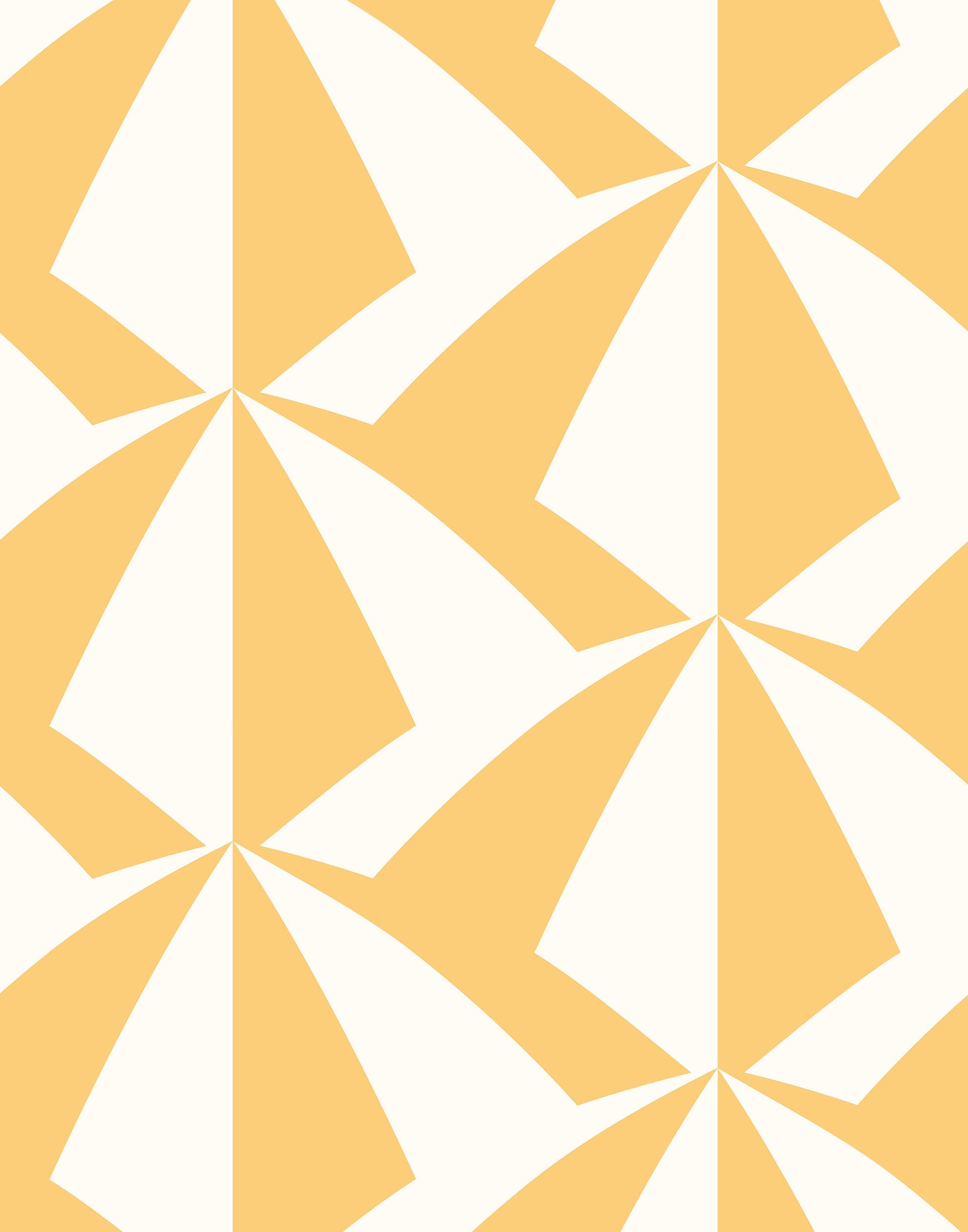 Parasol wallpaper is designed with overlapping shapes of multicolored beach umbrellas. Highly durable, fade resistant, and made in the USA. This wallpaper has a yellow print on white background and is designed in collaboration with The Aesthetics of Joy.