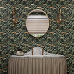 Featuring vibrant blossoms set against lush foliage, the elderberry plant is the inspiration for this wallpaper. Elder (Ebony) is printed with rust and cream flowers and green leaves on a black background.