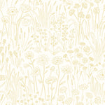 Alpine Garden Tonal (Chamomile) featuring hand drawn flowers in yellow on a white background | Schoolhouse x Hygge & West Wallpaper Collection