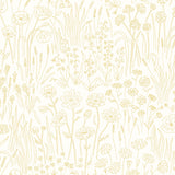 Alpine Garden Tonal (Chamomile) featuring hand drawn flowers in yellow on a white background | Schoolhouse x Hygge & West Wallpaper Collection