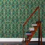 Drawing inspiration from the iconic Emerald City in Wicked, this wallpaper features a mesmerizing blend of deep greens and golds, evoking a sense of magical grandeur. The intricate geometric design mixed with hot air balloons and flying monkeys brings the enchantment of the city into your home.