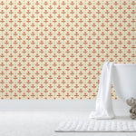 Zinnia Wallpaper mixes a geometric layout with the soft details of the zinnia flower. Before and after.