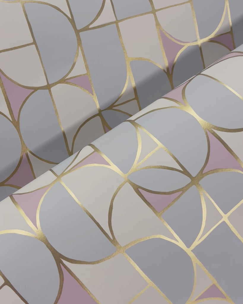 Slice (Mist) wallpaper with gold lines