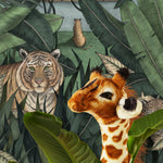 Bengal Sunrise wallpaper mural with Tigers and Monkeys inspired by The Jungle Book