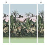 Bengal Sunrise wallpaper mural with Tigers and Monkeys inspired by The Jungle Book