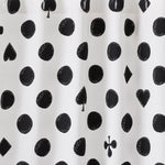 Cards Shower Curtains featuring black polka dots on white background
