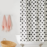 Cards Shower Curtains featuring black polka dots on white background