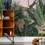 Bengal Sunrise wallpaper mural with Tigers and Monkeys inspired by The Jungle Book
